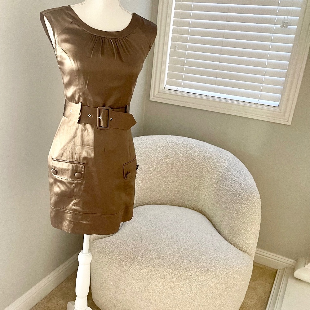 Marciano satin tan dress